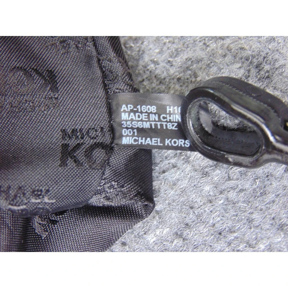 Michael Kors Jet Set Travel Tote Black Patent MK‎ Logo Monogram Bag 35S6MTTT8Z